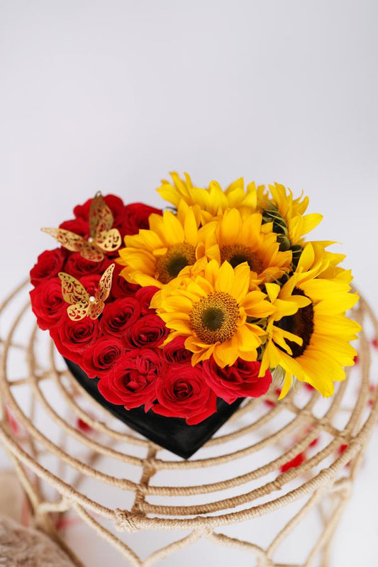 Ray of Sunflowers Heart Box